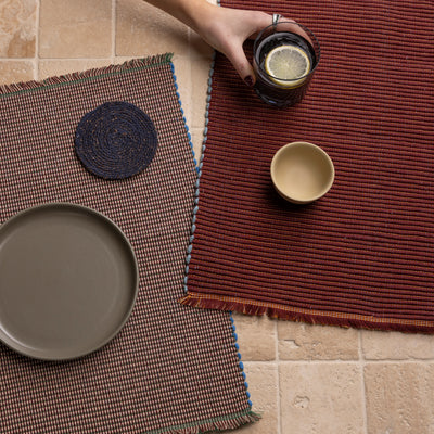 Albers Striped Placemat - Saffron & Merlot