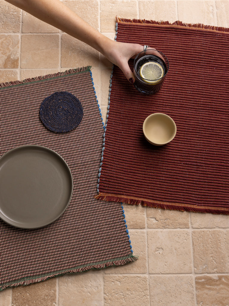 Albers Striped Placemat - Saffron & Merlot