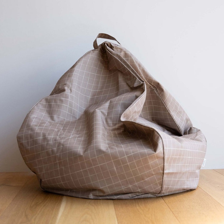 Bean Bag Cover - Taupe Grid