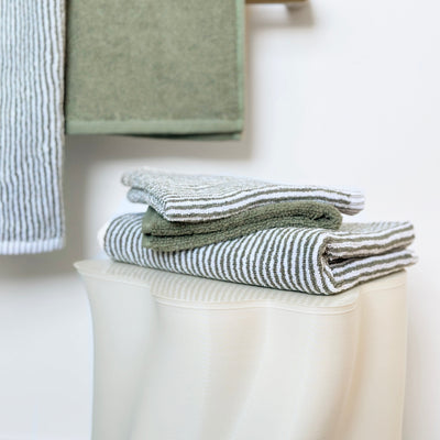 Classic Towels - Olive & White Stripe