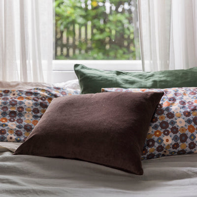 Cotton Velvet Cushion Cover - Henna