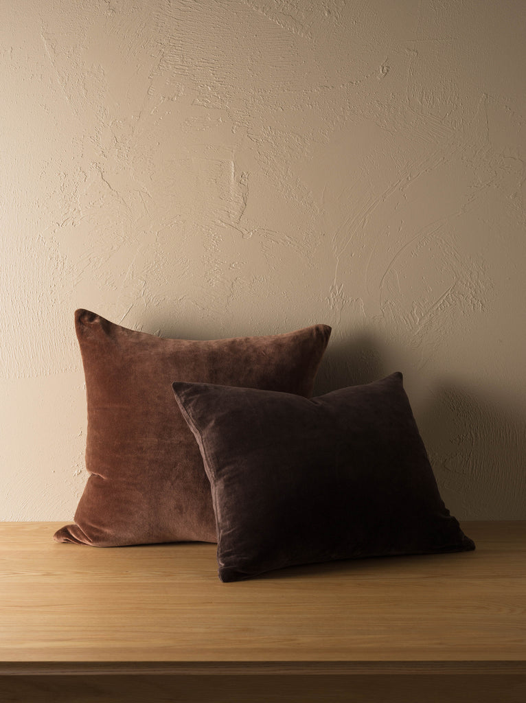 Cotton Velvet Cushion Cover - Henna