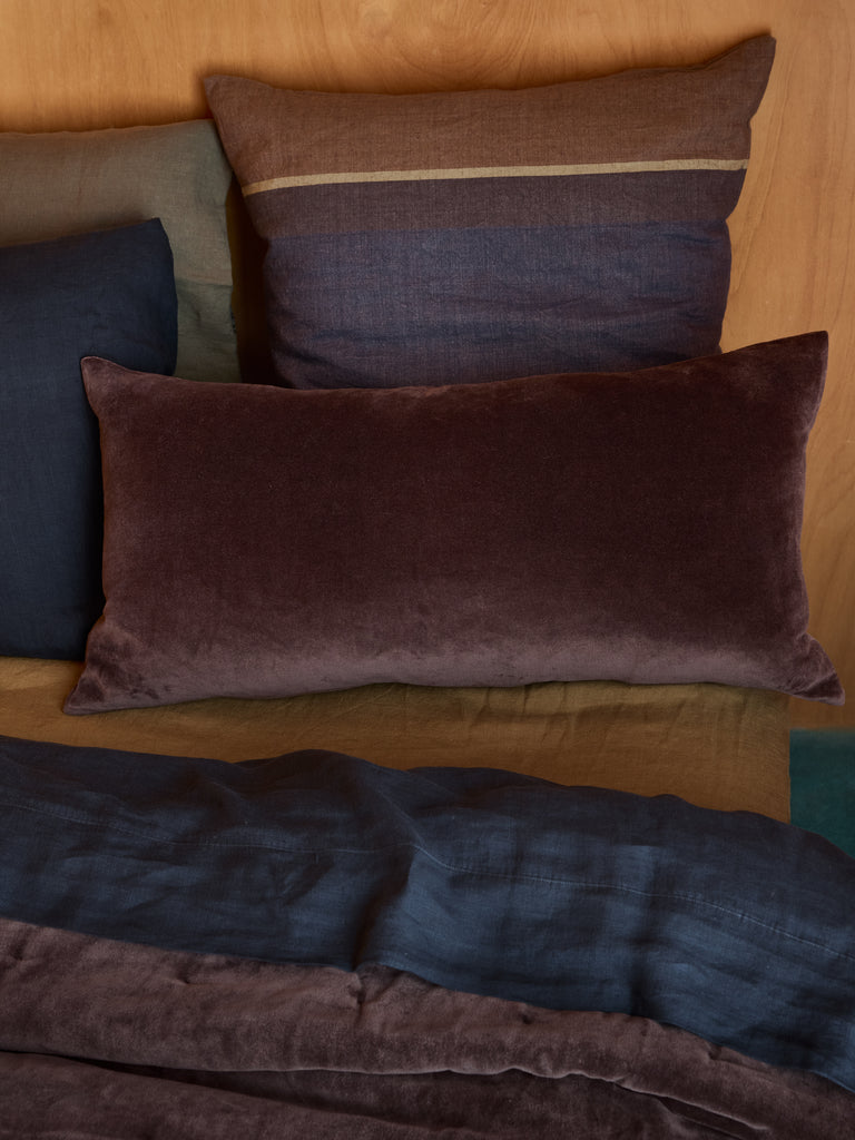 Cotton Velvet Lumbar Cushion - Hennav