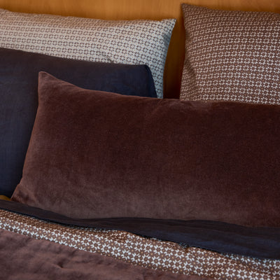Cotton Velvet Lumbar Cushion - Henna