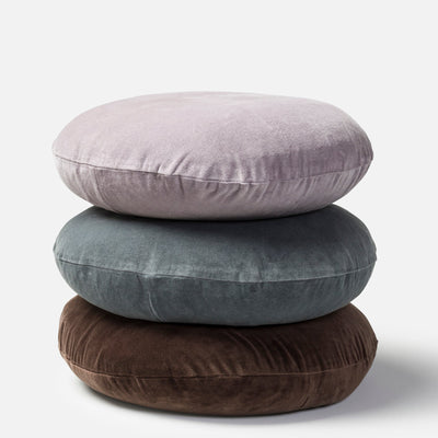 Cotton Velvet Round Cushion Cover - Pansy
