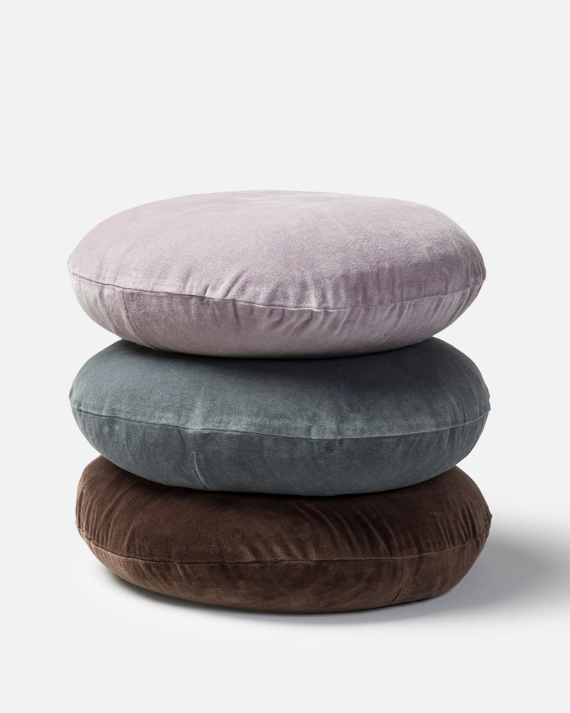 Cotton Velvet Round Cushion Cover - Pansy