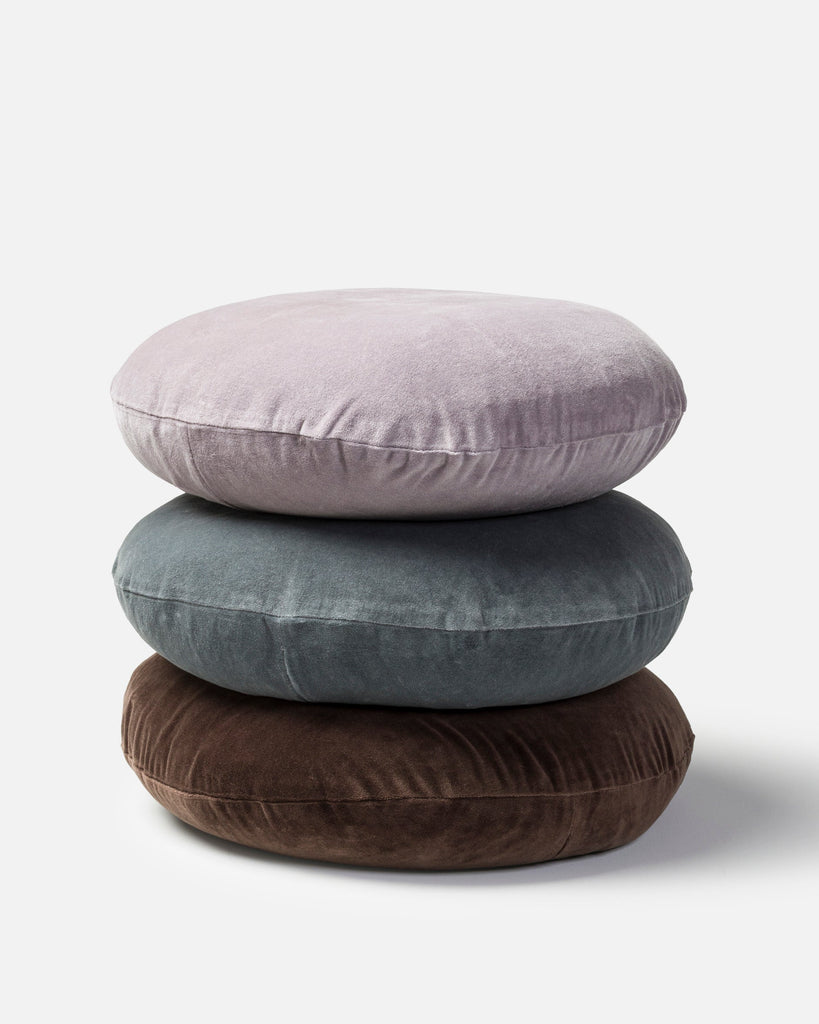 Cotton Velvet Round Cushion Cover - Henna