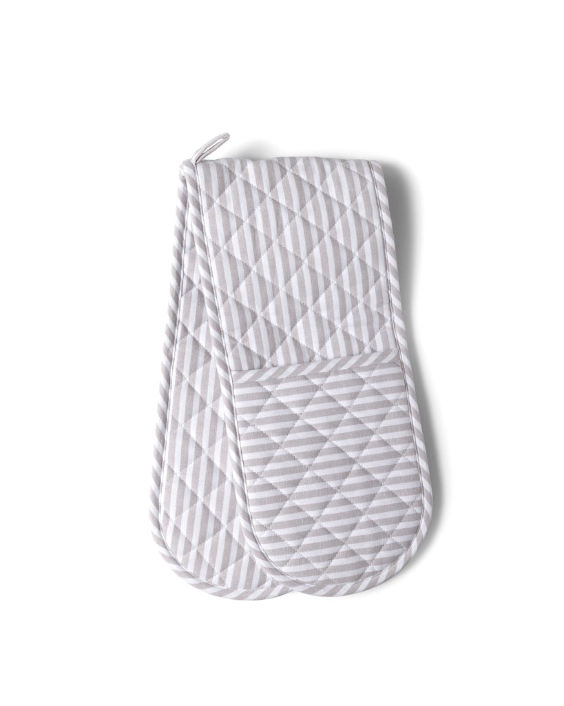 Double Oven Glove - Grey Classic Stripe