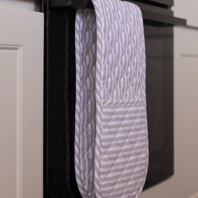 Double Oven Glove - Grey Classic Stripe