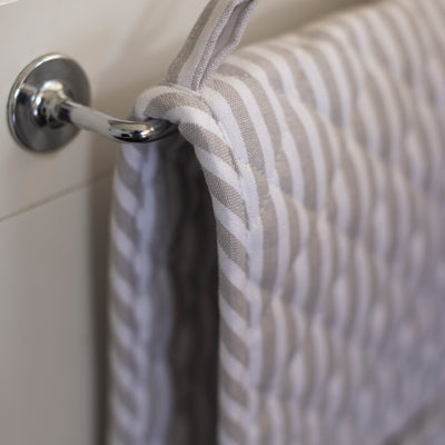 Double Oven Glove - Grey Classic Stripe