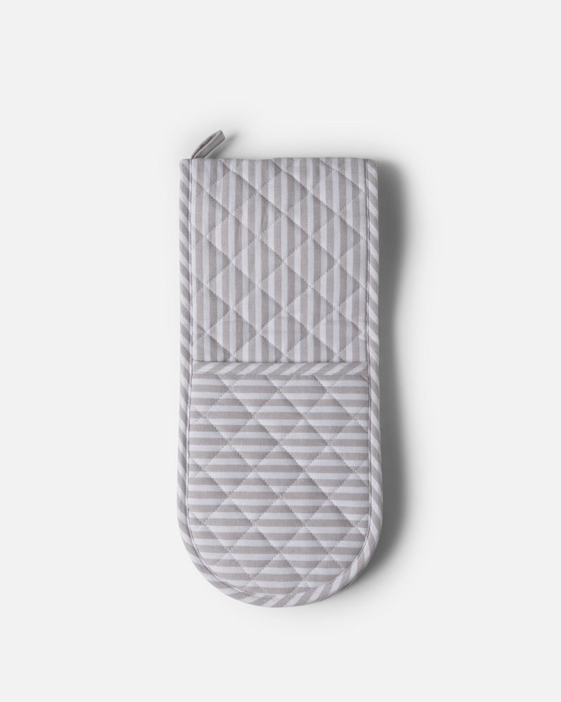 Double Oven Glove - Grey Classic Stripe