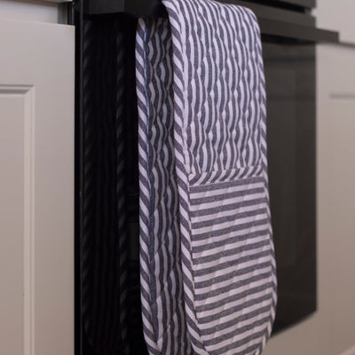 Double Oven Glove - Navy Classic Stripe