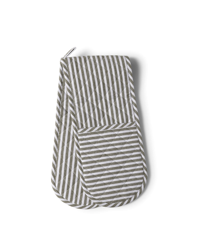 Double Oven Glove - Olive Classic Stripe