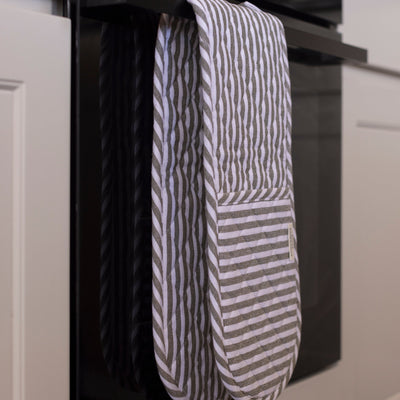 Double Oven Glove - Olive Classic Stripe