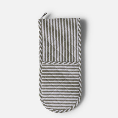 Double Oven Glove - Olive Classic Stripe