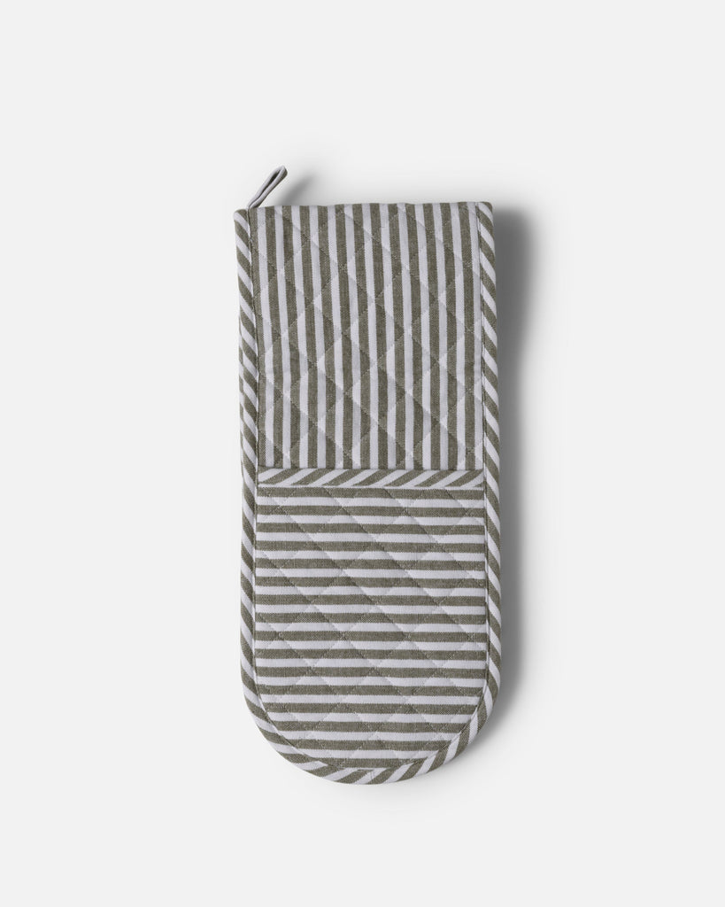 Double Oven Glove - Olive Classic Stripe