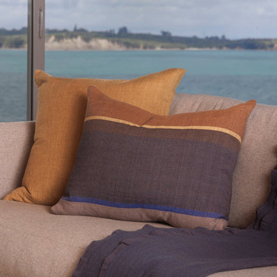 Obi Cushion Cover - Blue & Dijon