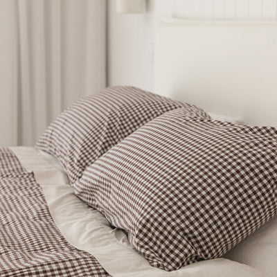 Pillowcase Pair - Cocoa Gingham