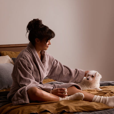 Unisex Velour Cotton Robe - Pansy