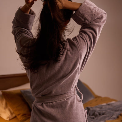 Unisex Velour Cotton Robe - Pansy