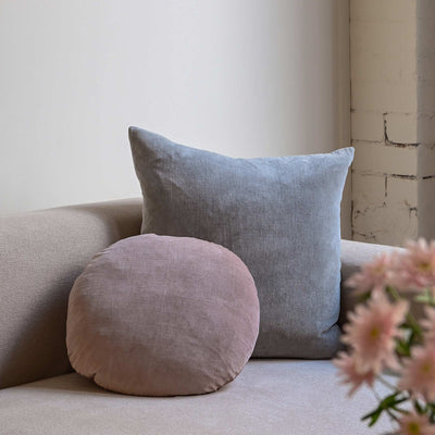 Cotton Velvet Round Cushion Cover - Pansy
