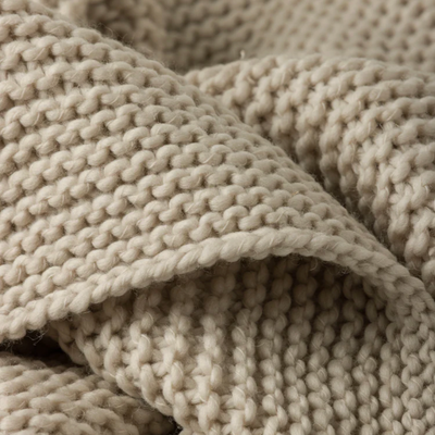 Wool Purl Knit Throw - Bone