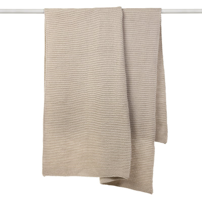 Wool Purl Knit Throw - Bone