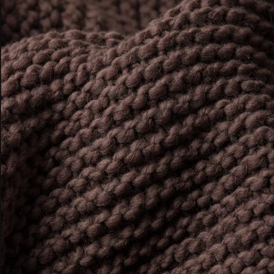 Wool Purl Knit Throw - Cocoa