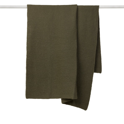 Wool Purl Knit Throw - Olive