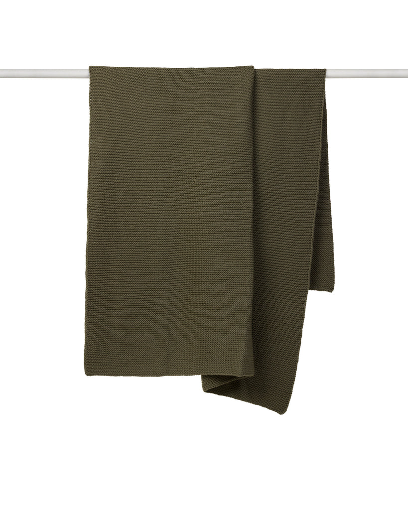 Wool Purl Knit Throw - Olive