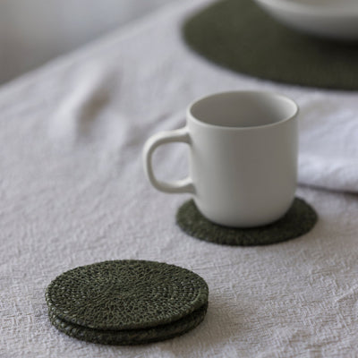 Woven Coaster Set - Olive