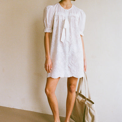 Afternoon Swim Puff Sleeve Dress - Broderie