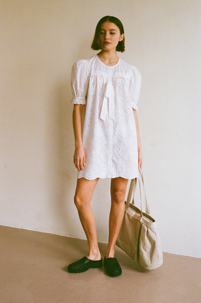 Afternoon Swim Puff Sleeve Dress - Broderie