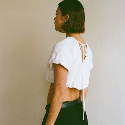 Esme Jacquard Puff Crop Top
