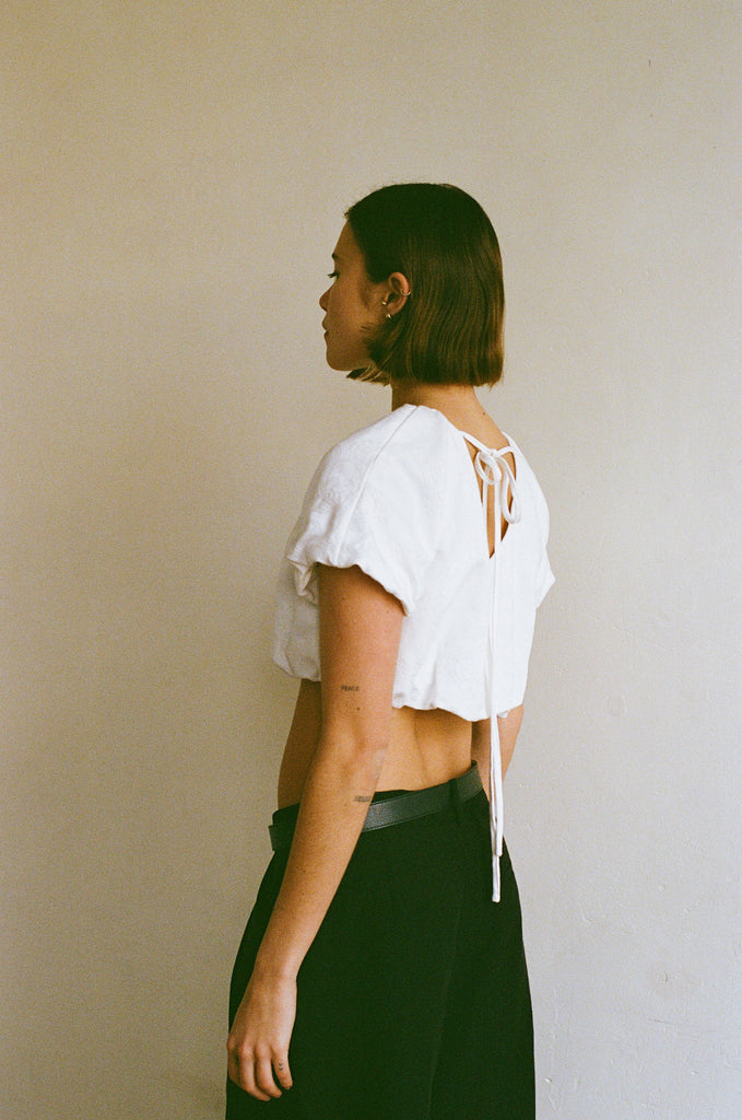 Esme Jacquard Puff Crop Top