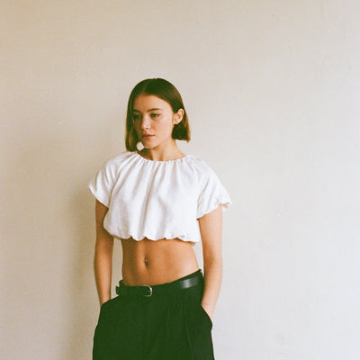 Esme Jacquard Puff Crop Top