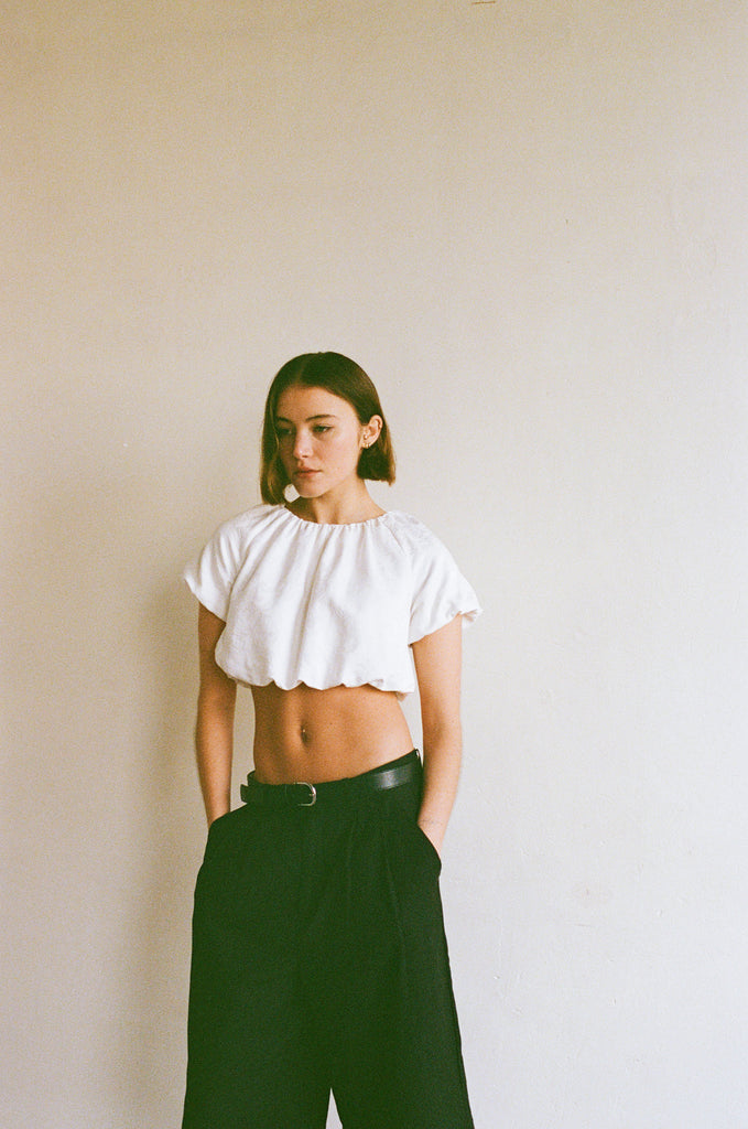Esme Jacquard Puff Crop Top