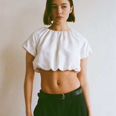Esme Jacquard Puff Crop Top