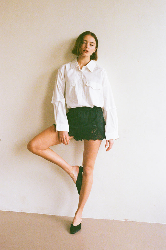 Evie Lace Jacquard Mini Shorts