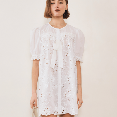 Afternoon Swim Puff Sleeve Dress - Broderie