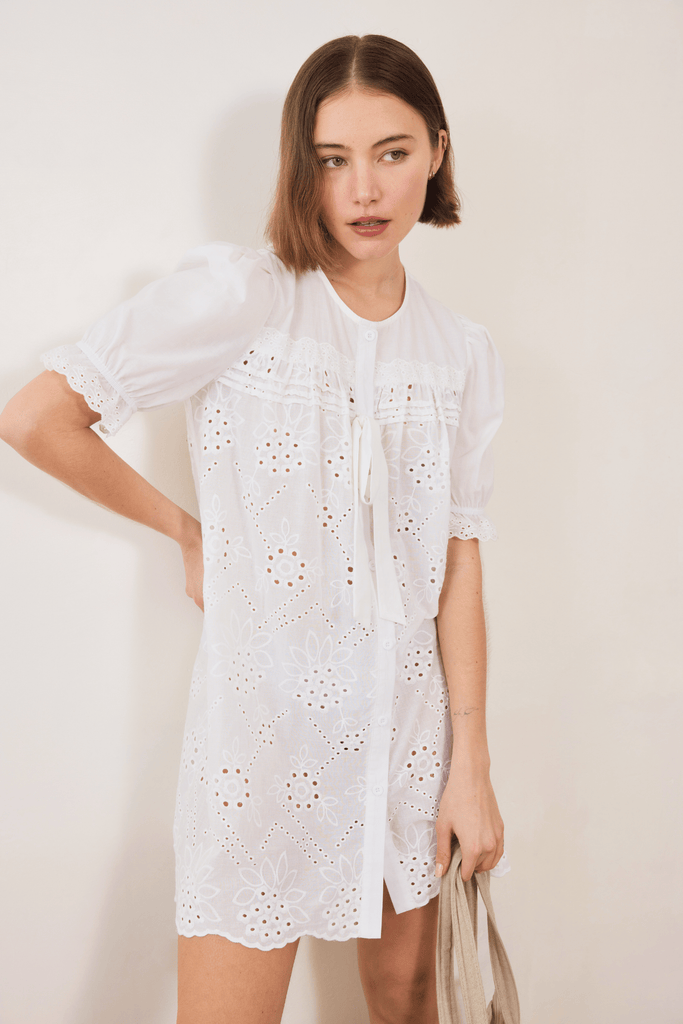 Afternoon Swim Puff Sleeve Dress - Broderie