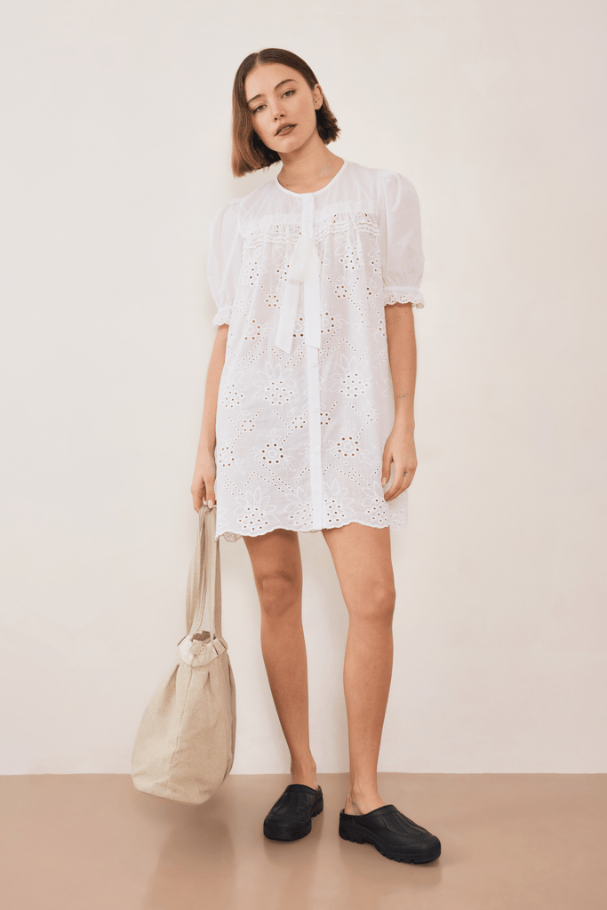Afternoon Swim Puff Sleeve Dress - Broderie