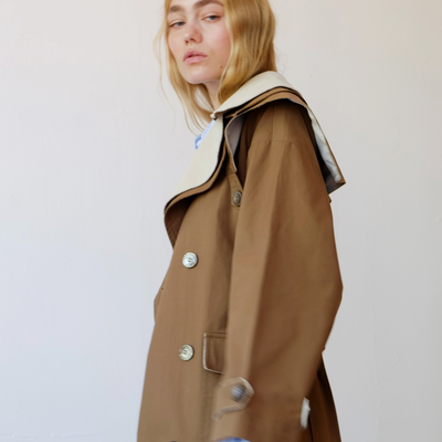 Double Layer Trench - Cream & Tan