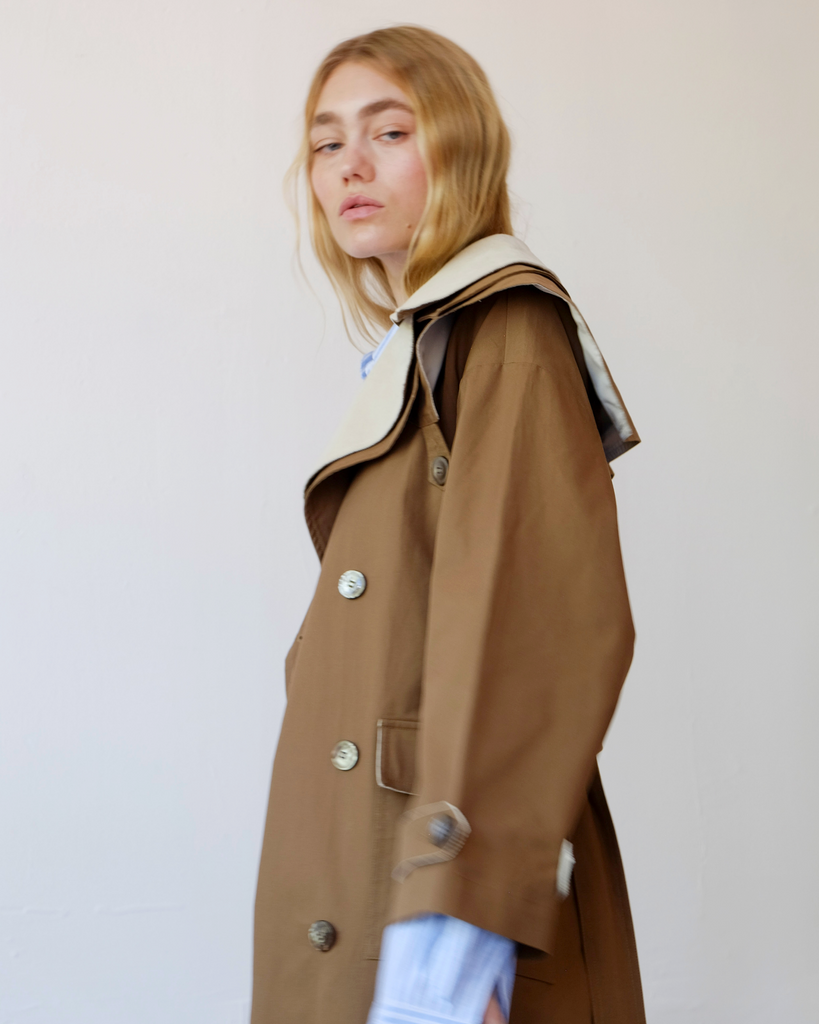 Double Layer Trench - Cream & Tan
