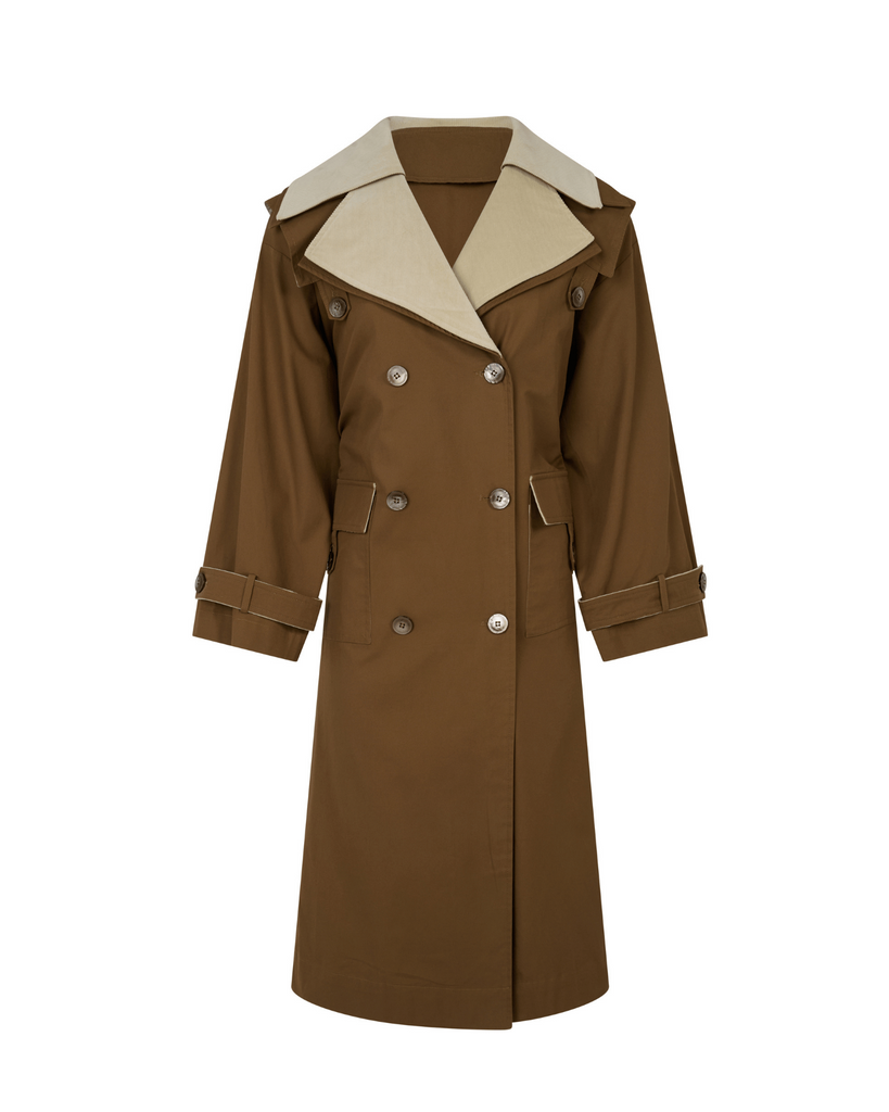 Double Layer Trench - Cream & Tan