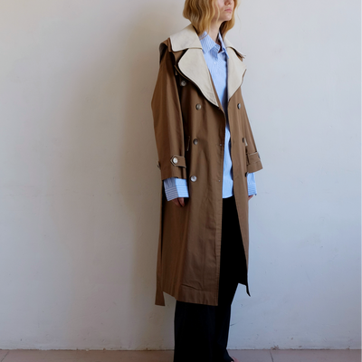Double Layer Trench - Cream & Tan
