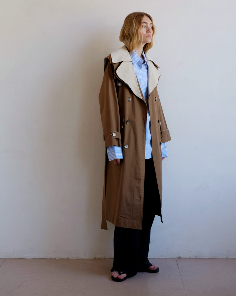 Double Layer Trench - Cream & Tan