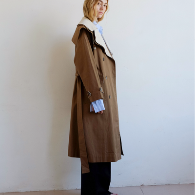 Double Layer Trench - Cream & Tan