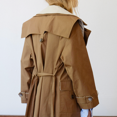 Double Layer Trench - Cream & Tan