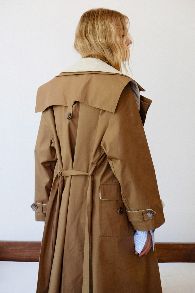 Double Layer Trench - Cream & Tan